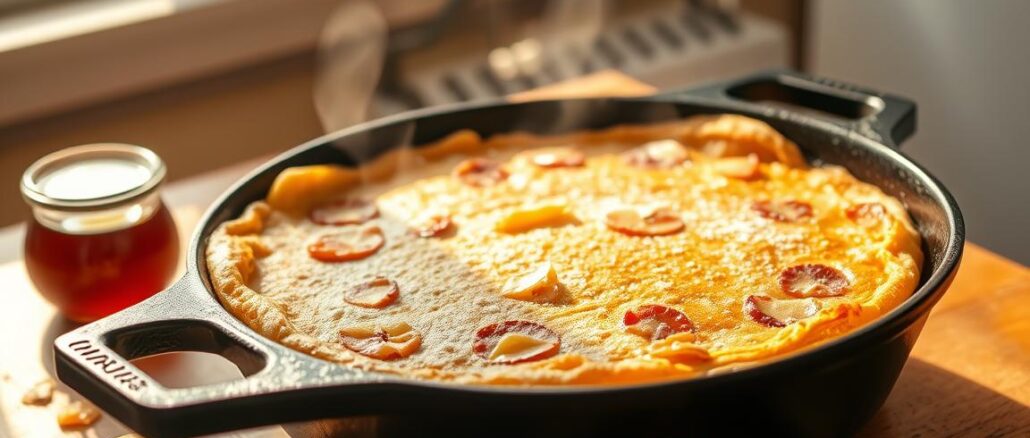 apfelpfannkuchen in der pfanne