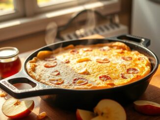 apfelpfannkuchen in der pfanne