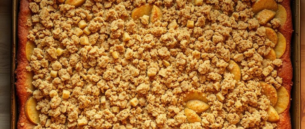 landfrauen apfelkuchen vom blech mit streusel