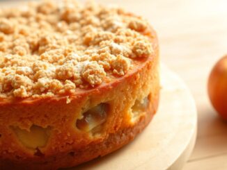 saftiger apfelkuchen mit streusel und pudding